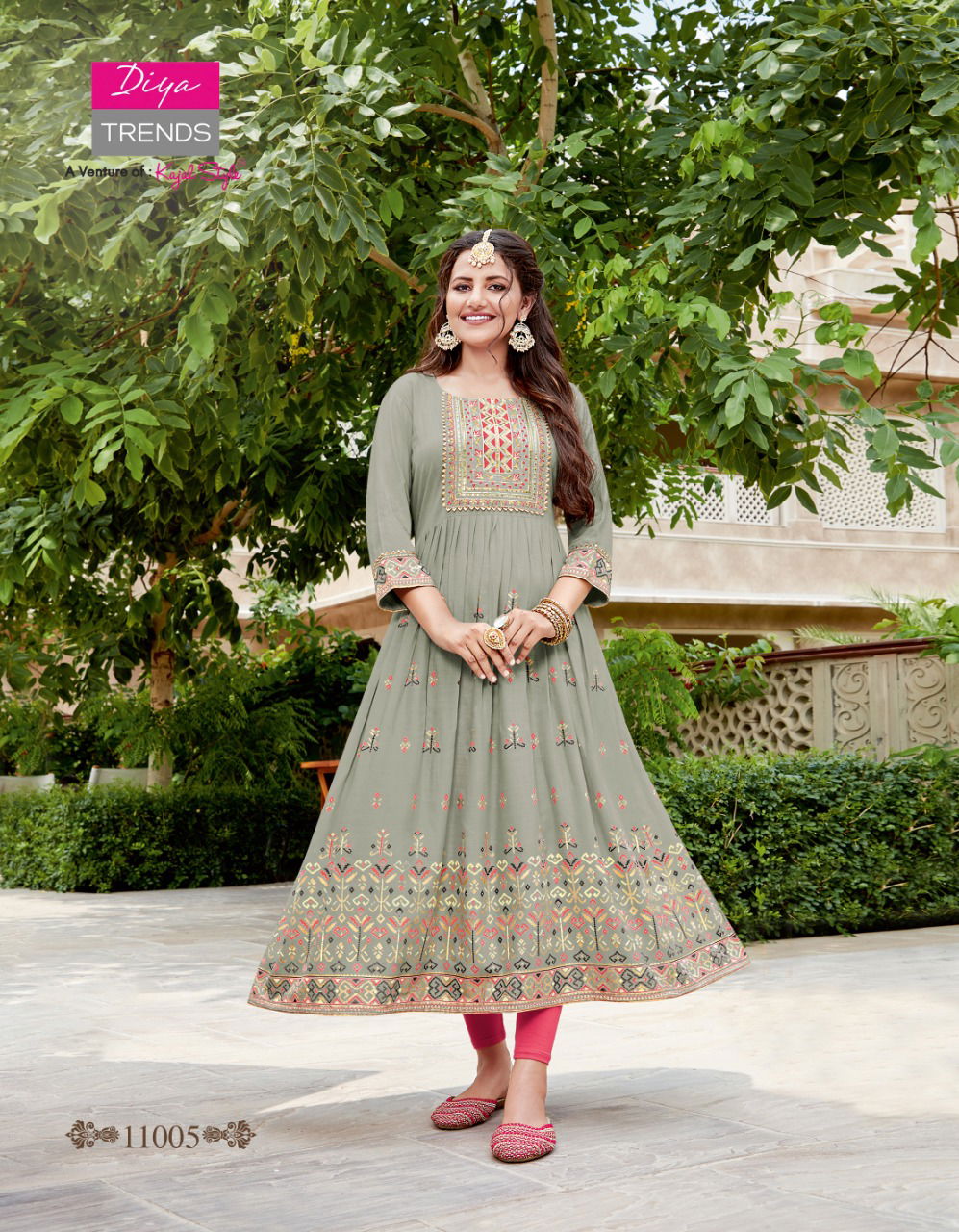 Ethnicity 11 Fancy Designer Festive Wear Rayon Fancy Embroidery Kurtis Collection